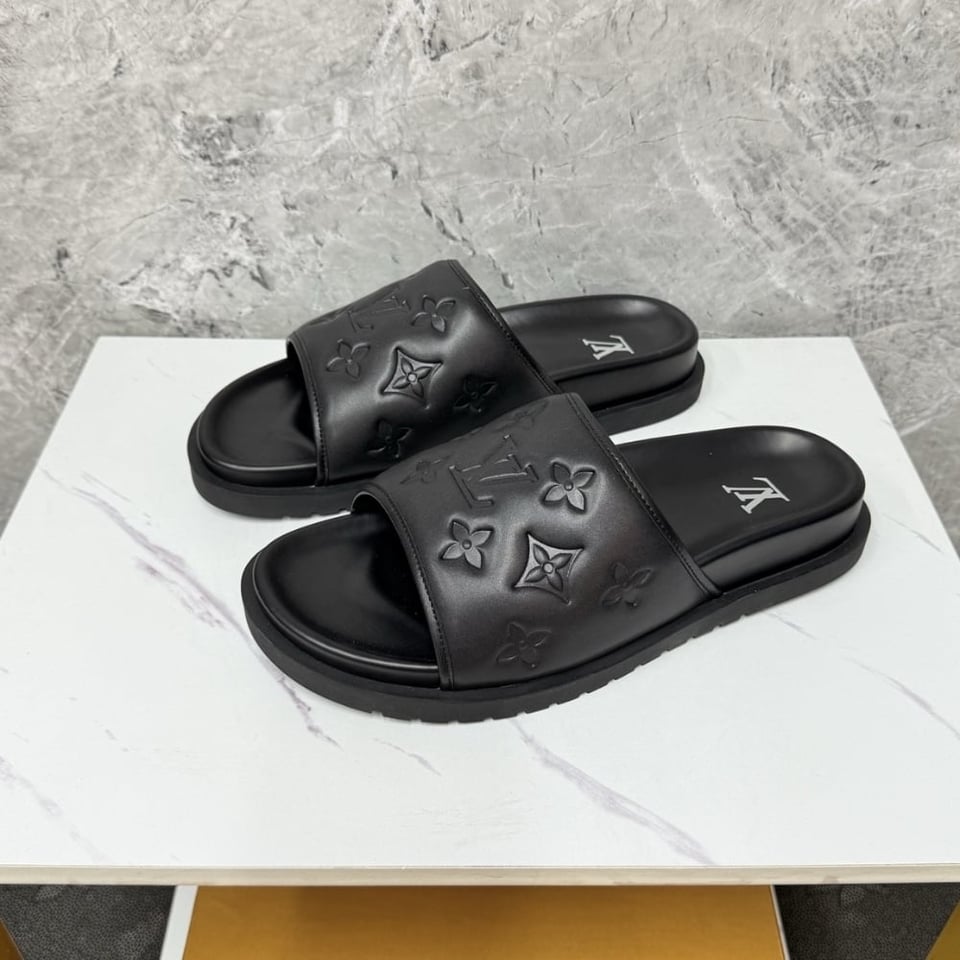 Louis Vuitton Miami Mule Monogram Embossed Synthetic Black 1Adgfe view 4