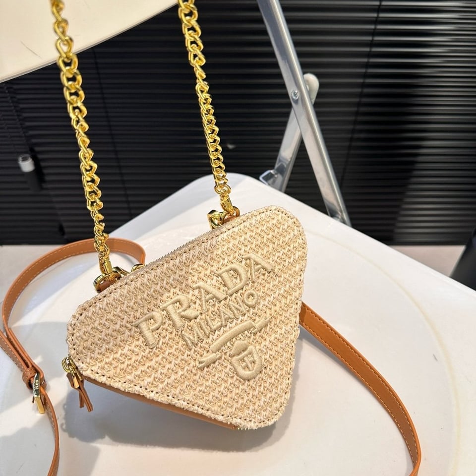 Prada Crochet And Leather Mini Bag Natural 18Cm view 3