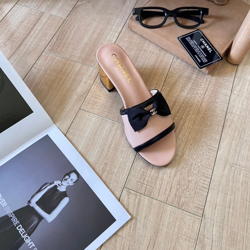 Chanel Grosgrain Ribbon Bow Mule Leather Pink view 8