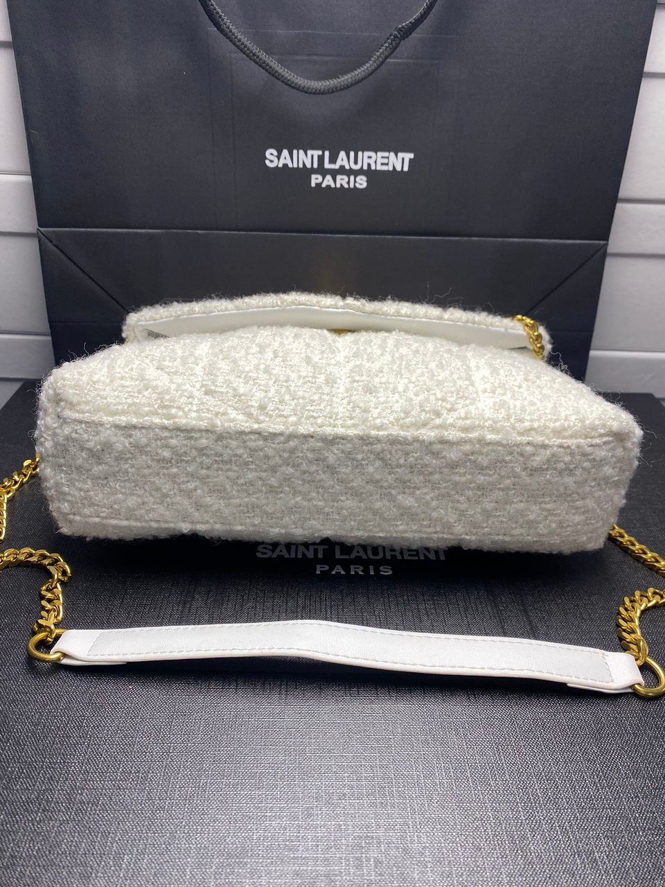 Saint Laurent Small Loulou Boucle Bag White 23Cm view 6