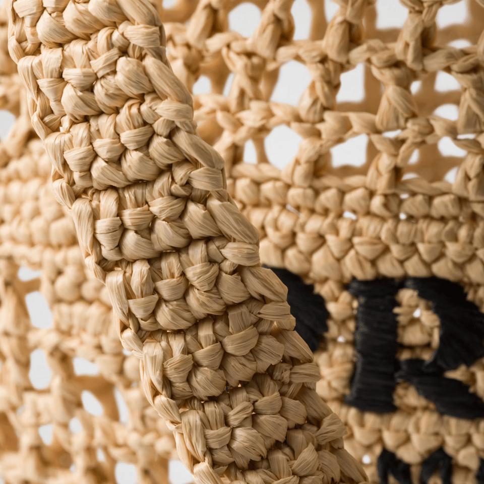 Prada Natural Crochet Logo Tote Bag Beach Bag 38 cm view 6