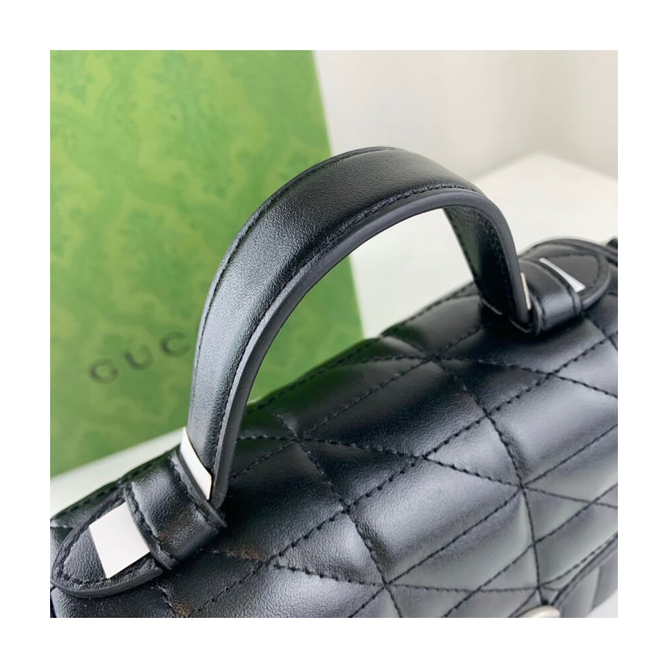 Gucci GG Marmont Black Matelasse Leather Mini Top Handle Bag view 11