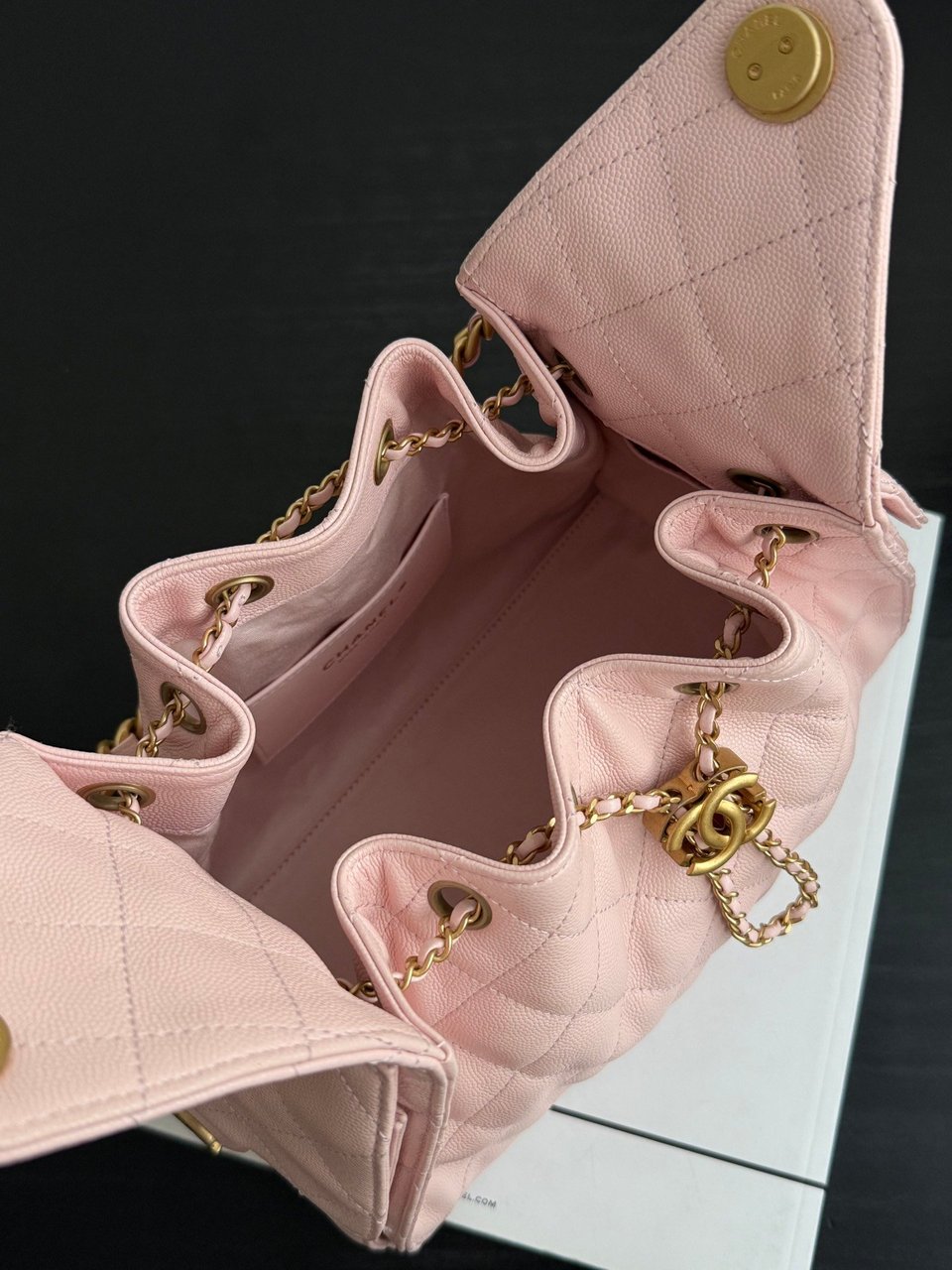 Chanel Spring-Summer 2025 Handbag Grained Calfskin &amp; Gold-Tone Metal Pink 30Cm/ 11.8In view 10