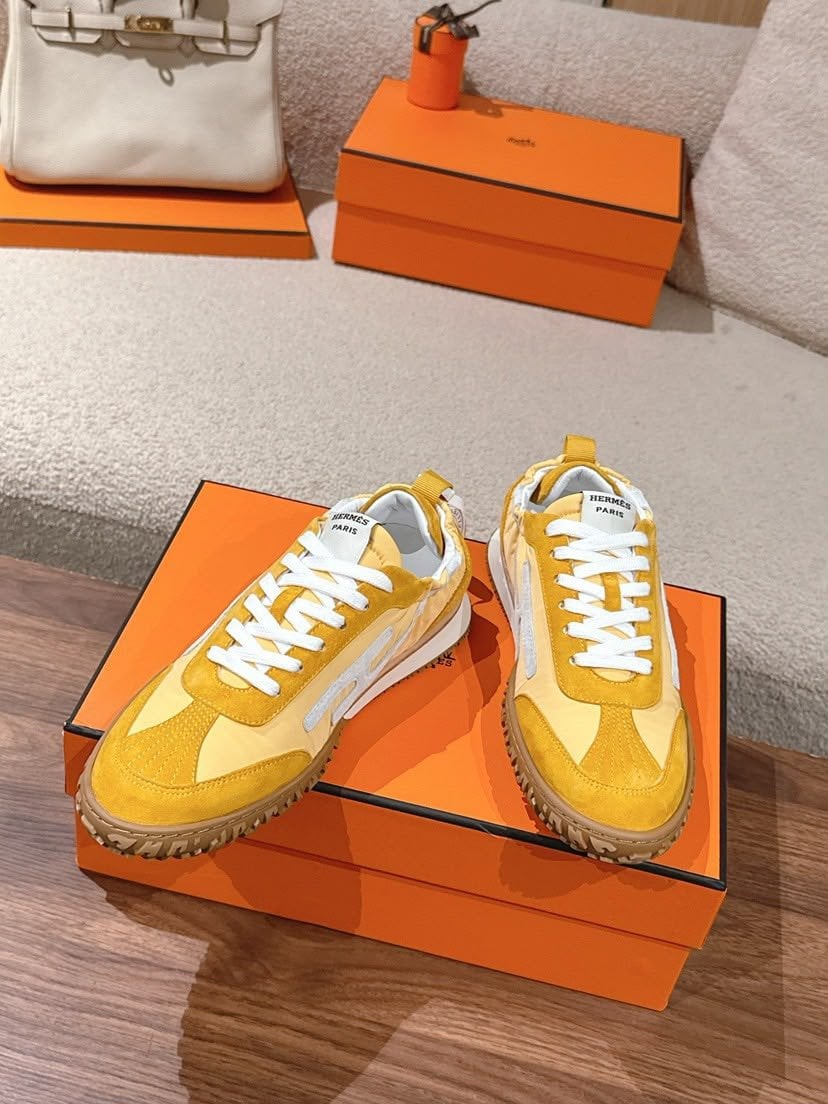 Hermes Sneakers Sesame Yellow / White Color Goatskin H252013Z view 9