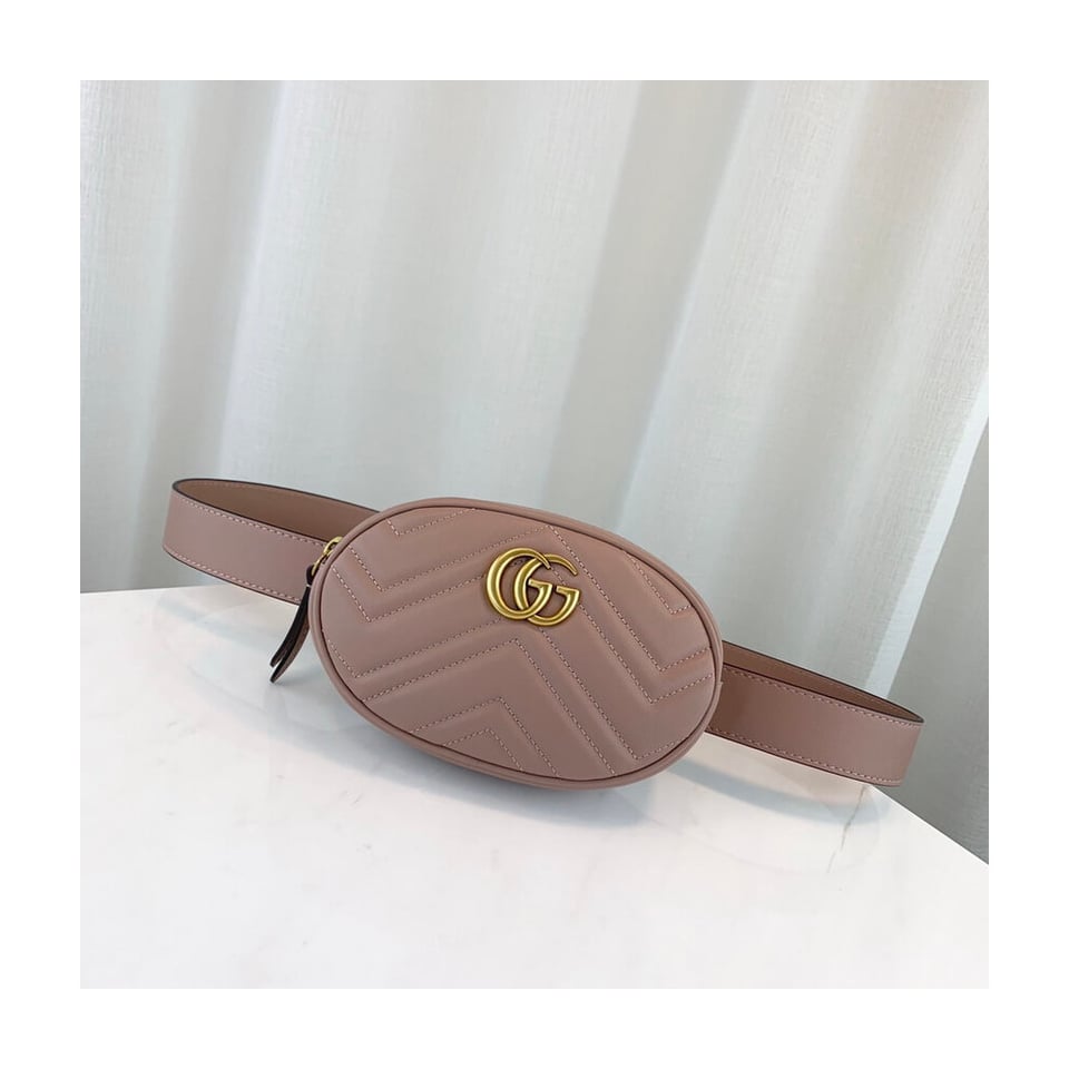 Gucci GG Marmont Matelasse Leather Belt Bag Nude Pink view 4
