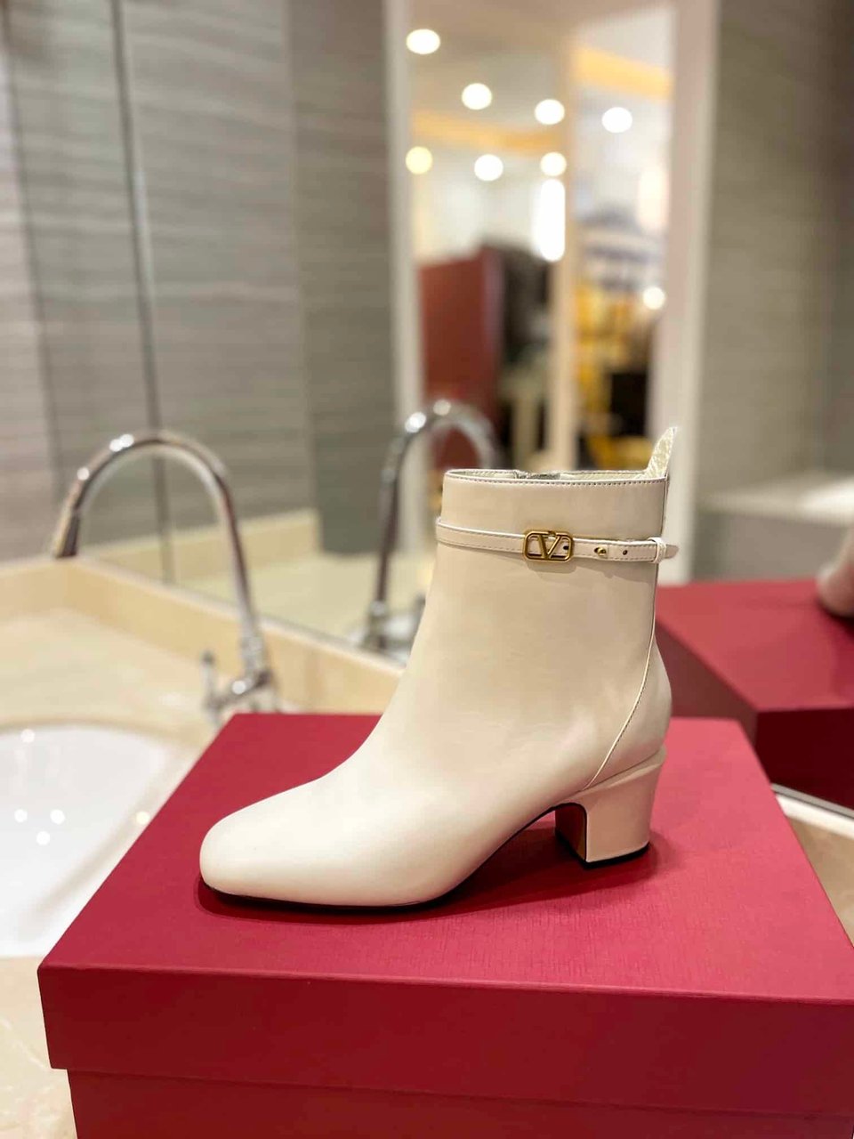 Valentino Garavani Tan Go Ankle Boot In Calfskin Leather White view 8