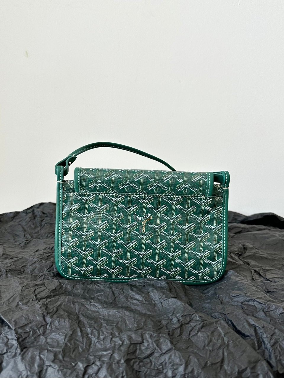Goyard Plumet Pocket Wallet 20 Cm Green Goyardine Canvas And Lambskin Trim view 6