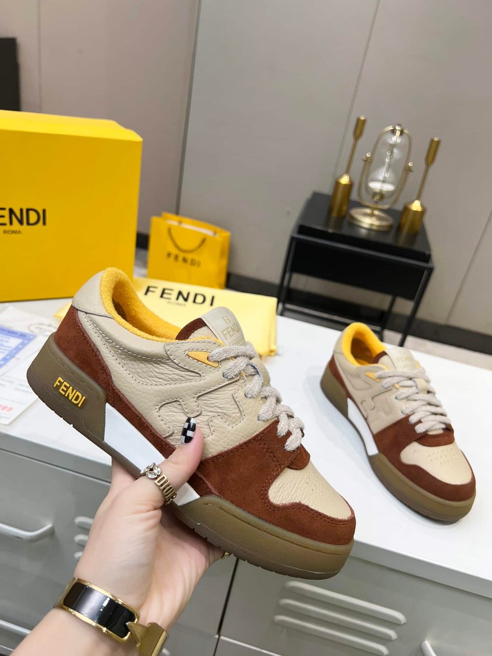 Fendi Match Suede Low-Tops Beige 8E8252Ahh2F1Fhu view 4