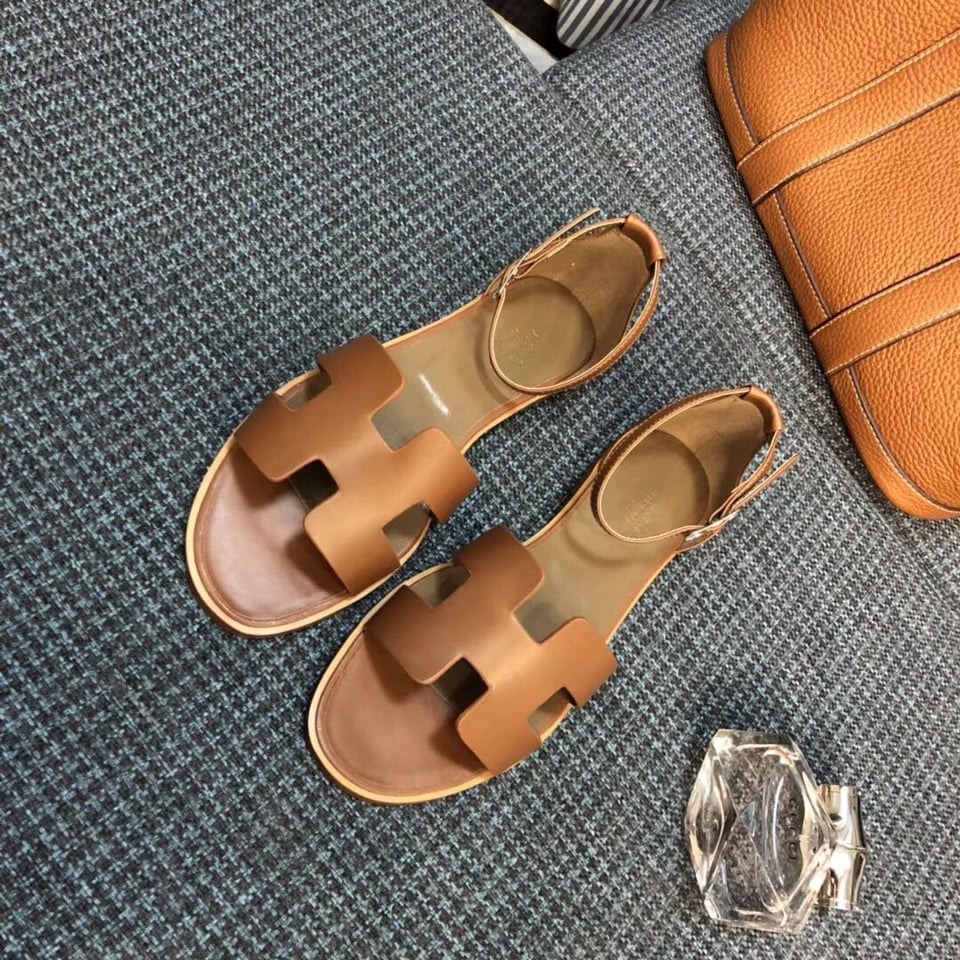 Hermes Santorini Sandal Brown view 8