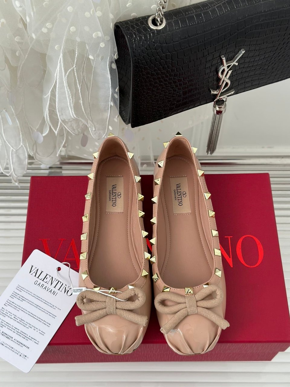 Valentino Garavani Rockstud Patent Leather Ballerina Rose Cannelle 3W2S0Hq5Vnw Gf9 view 8