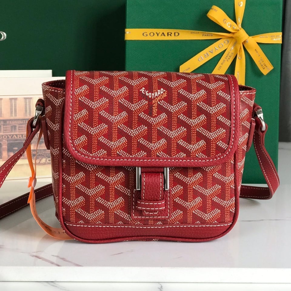 Goyard Grand Bleu 16cm Classic Red Goyardine Canvas And Lambskin