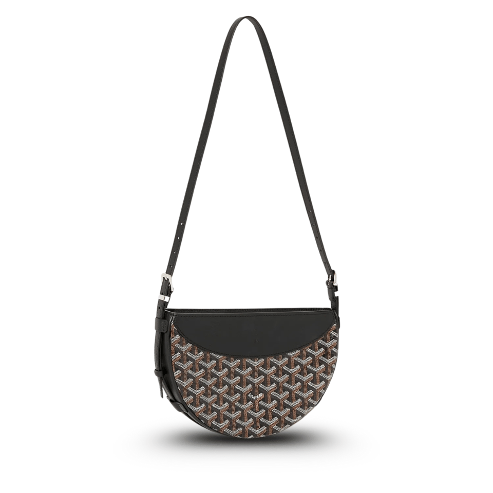 Goyard Hirondelle Bag 25 Cm Black Lambskin And Goyardine Canvas