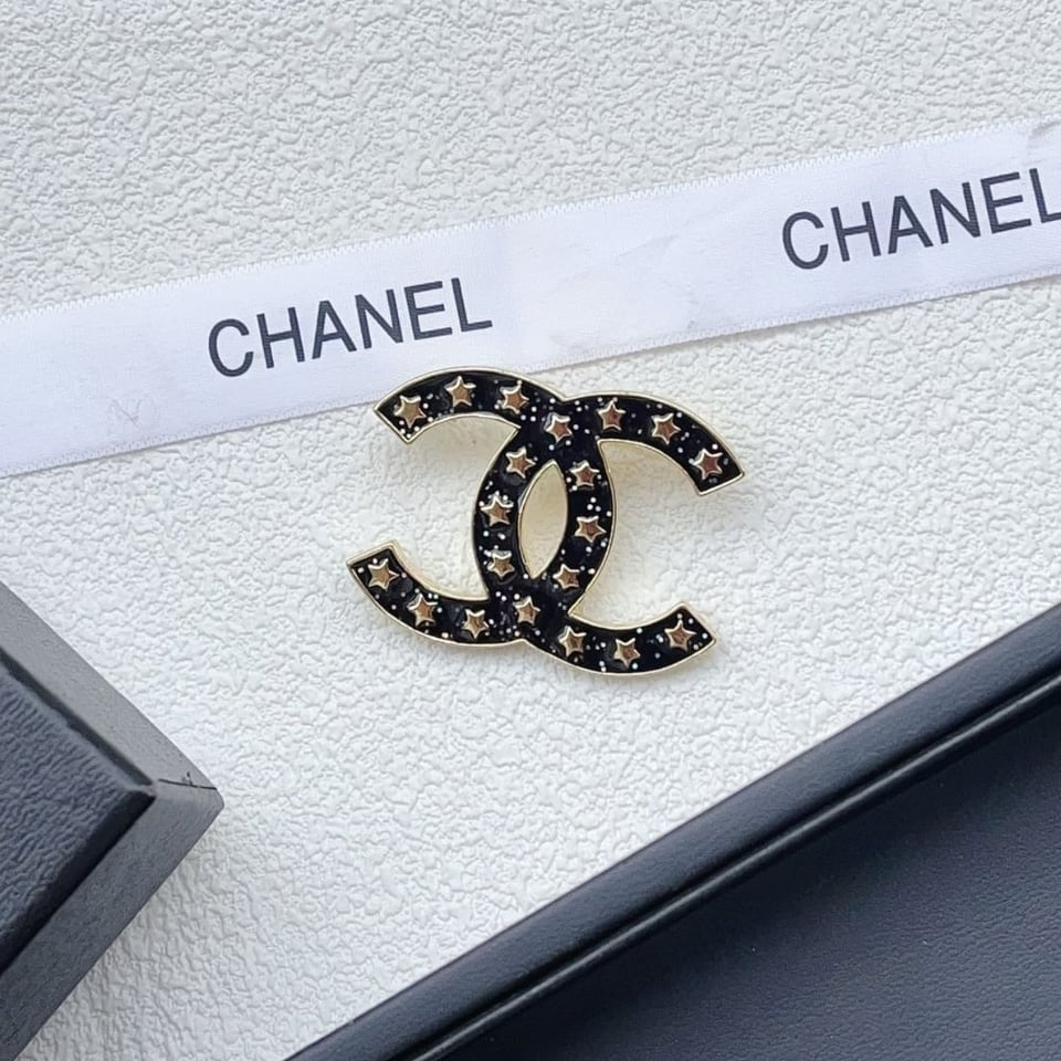 Chanel Cc Brooch Black With Many Small Stars view 3