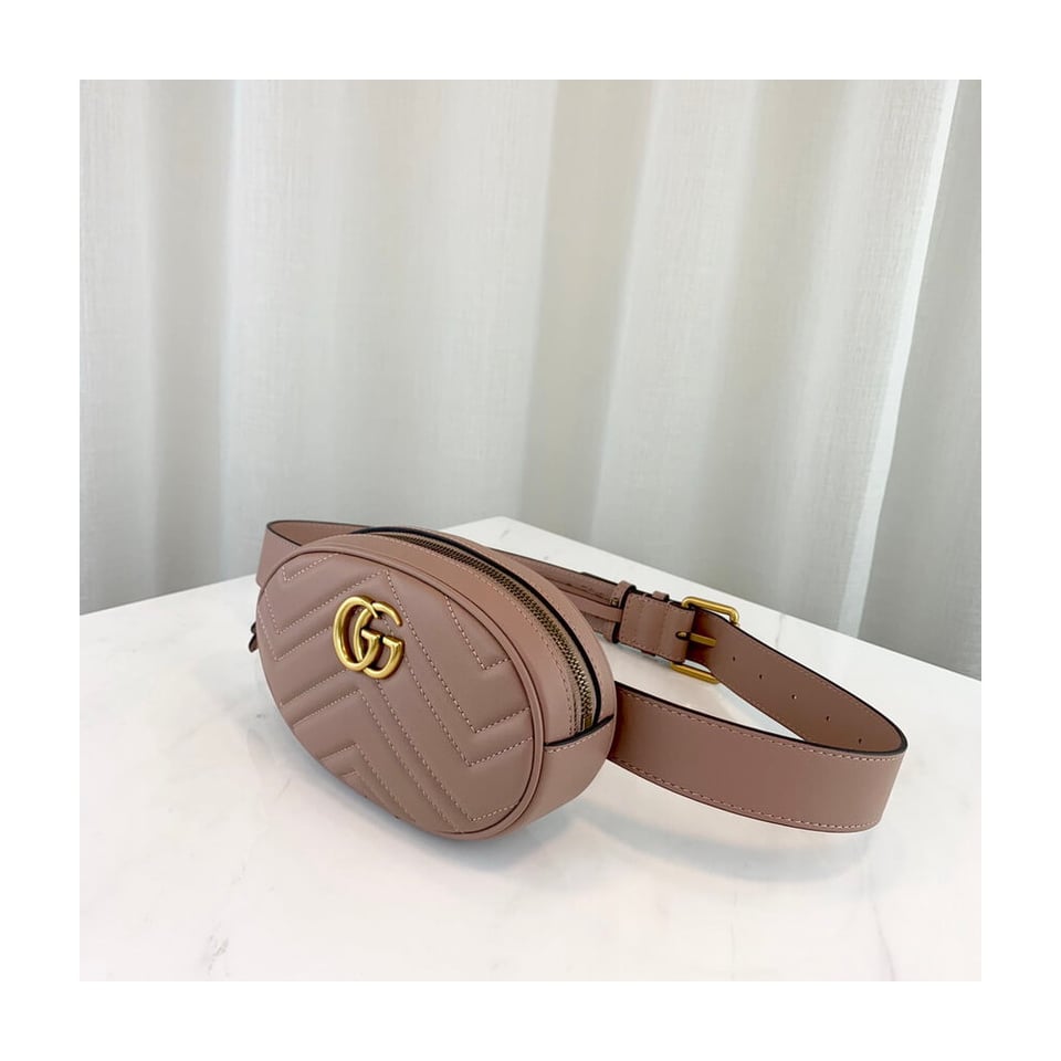 Gucci GG Marmont Matelasse Leather Belt Bag Nude Pink view 6