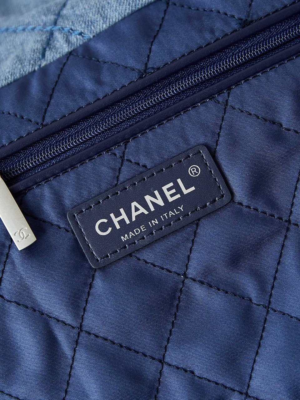 Chanel 22 Hobo Wasted Blue Denim Silver Hardware view 7
