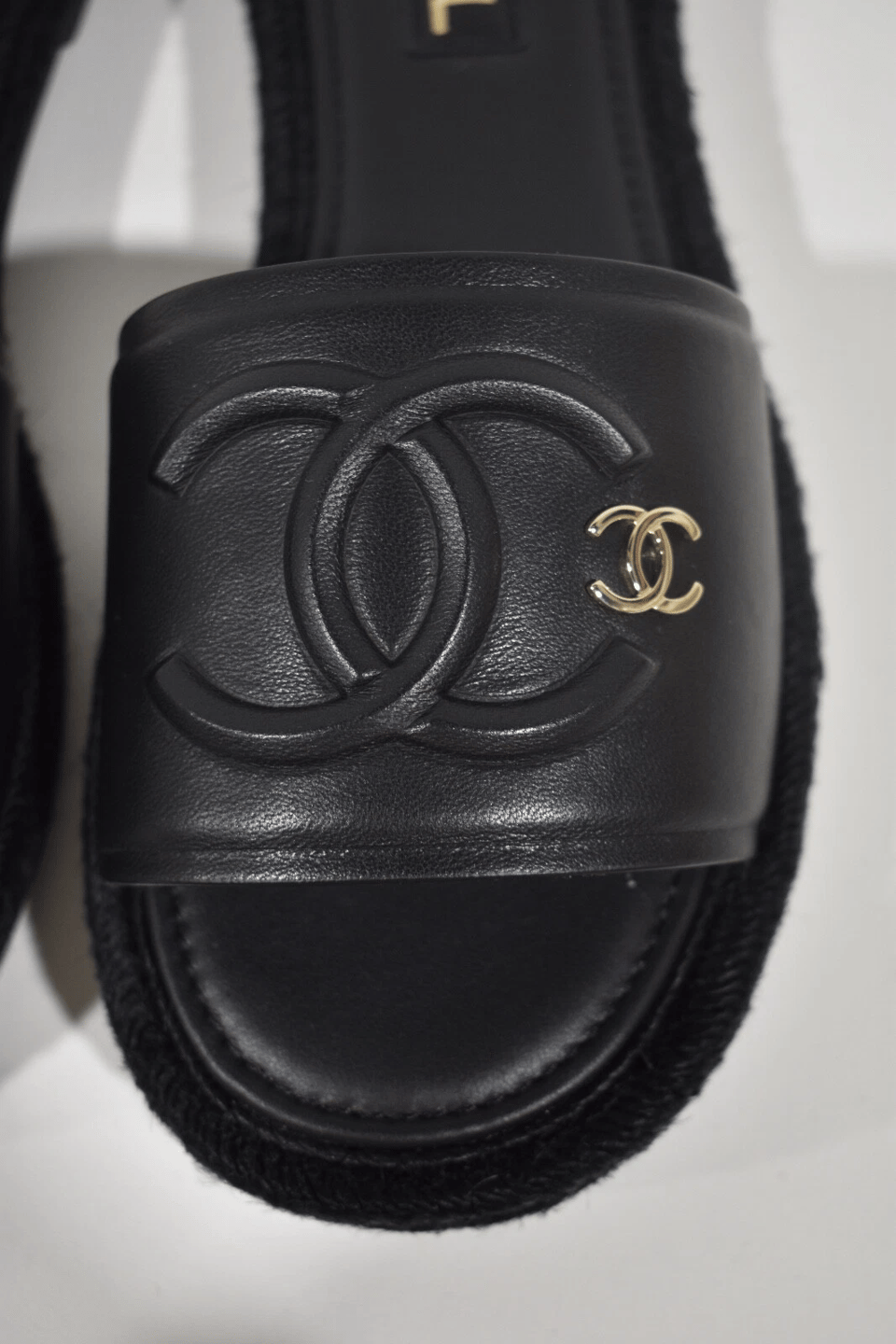 Chanel 23C CC Logo Leather Sandals Black view 4