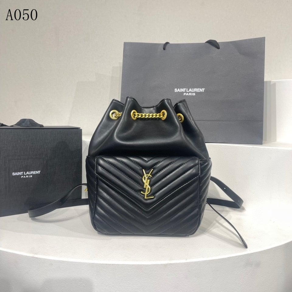 Saint Laurent Joe Backpack In Black Gold 29Cm view 7