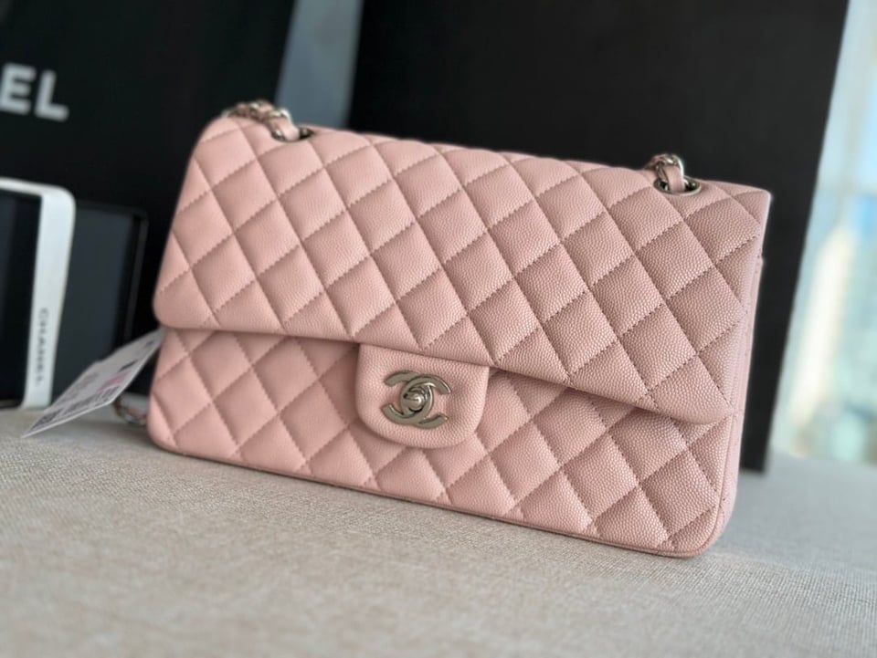 Chanel Classic Double Flap Bag Caviar Silver Hardware Light Pink 25Cm/10in view 10