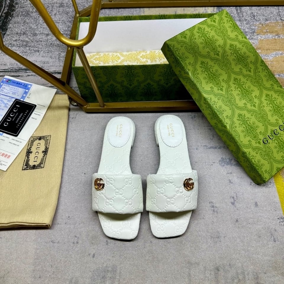Gucci Women Slide Sandal With Double G Ivory 816330 Aaea2 9540 view 3