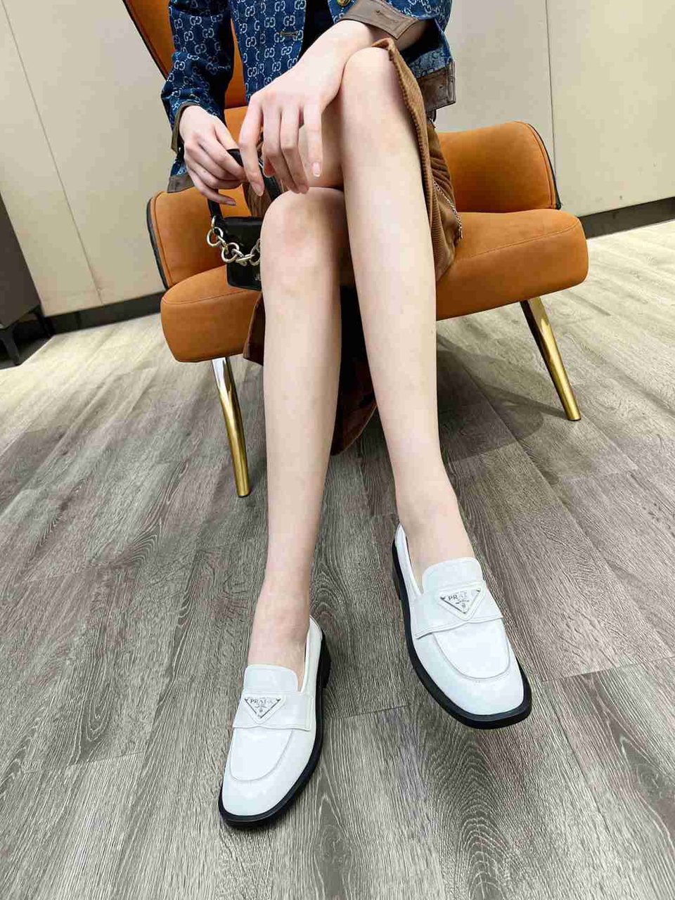 Prada Patent Leather Loafers White 1D902M069F0009F025 view 5