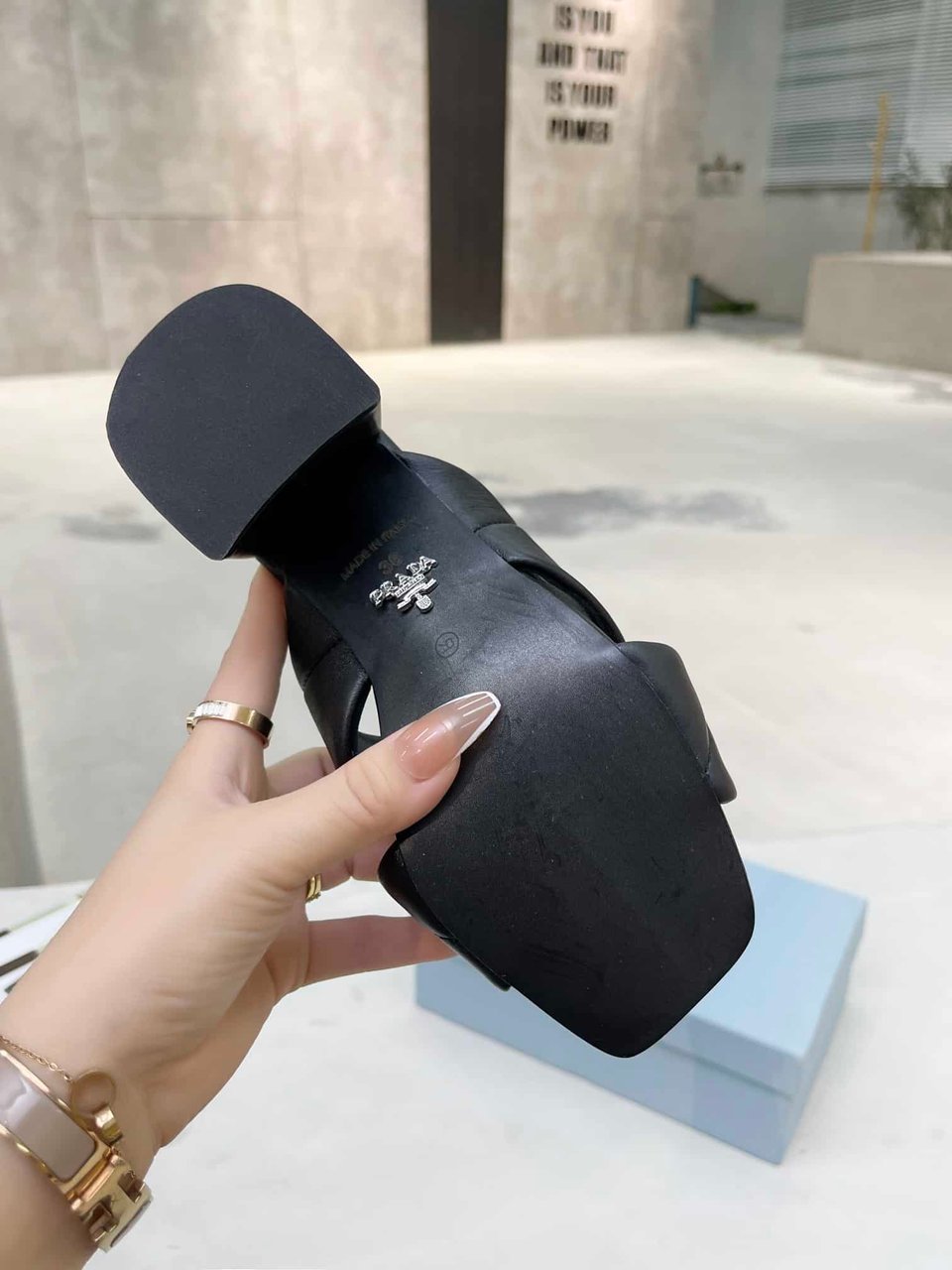 Prada Crossover Nappa Leather Sandals In Black view 6