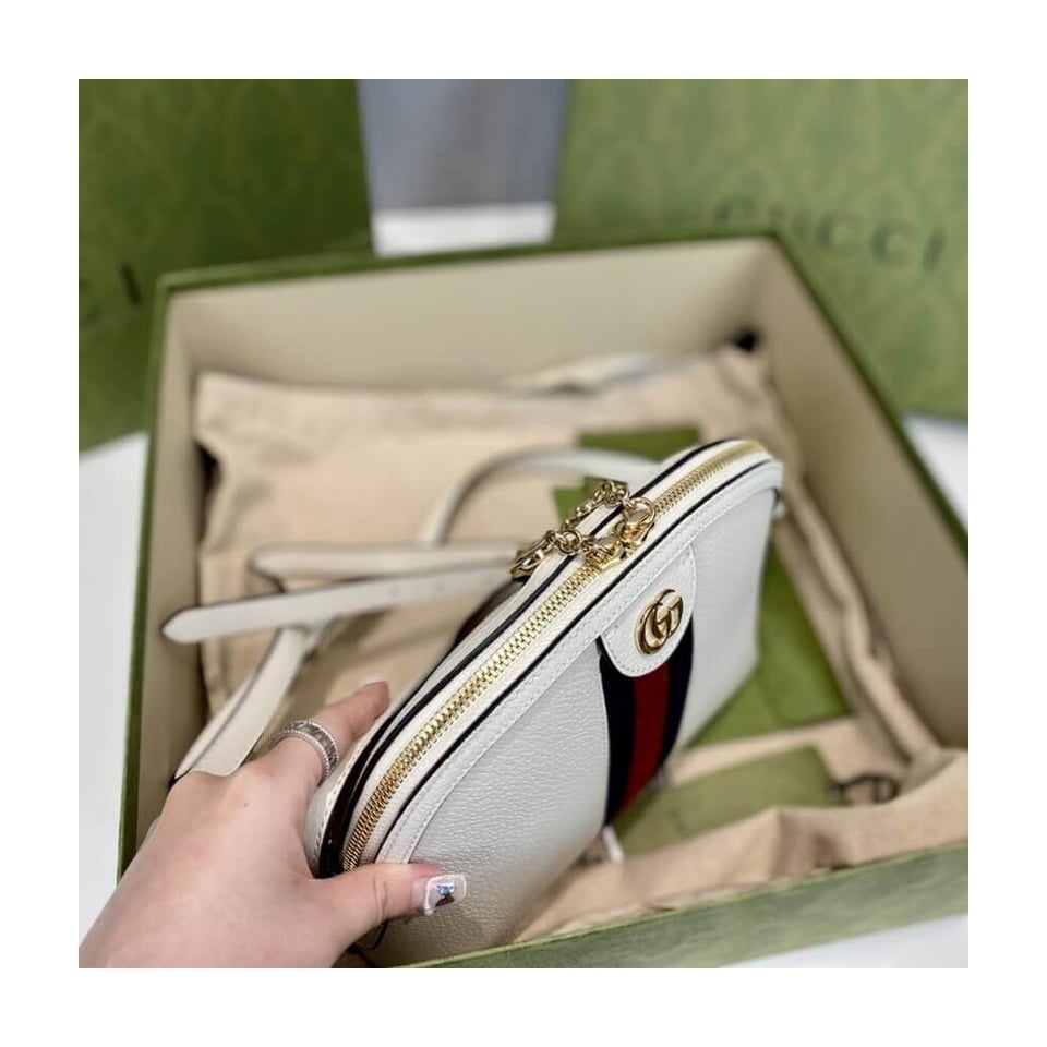 Gucci Ophidia Small Shoulder Bag in White Leather view 15