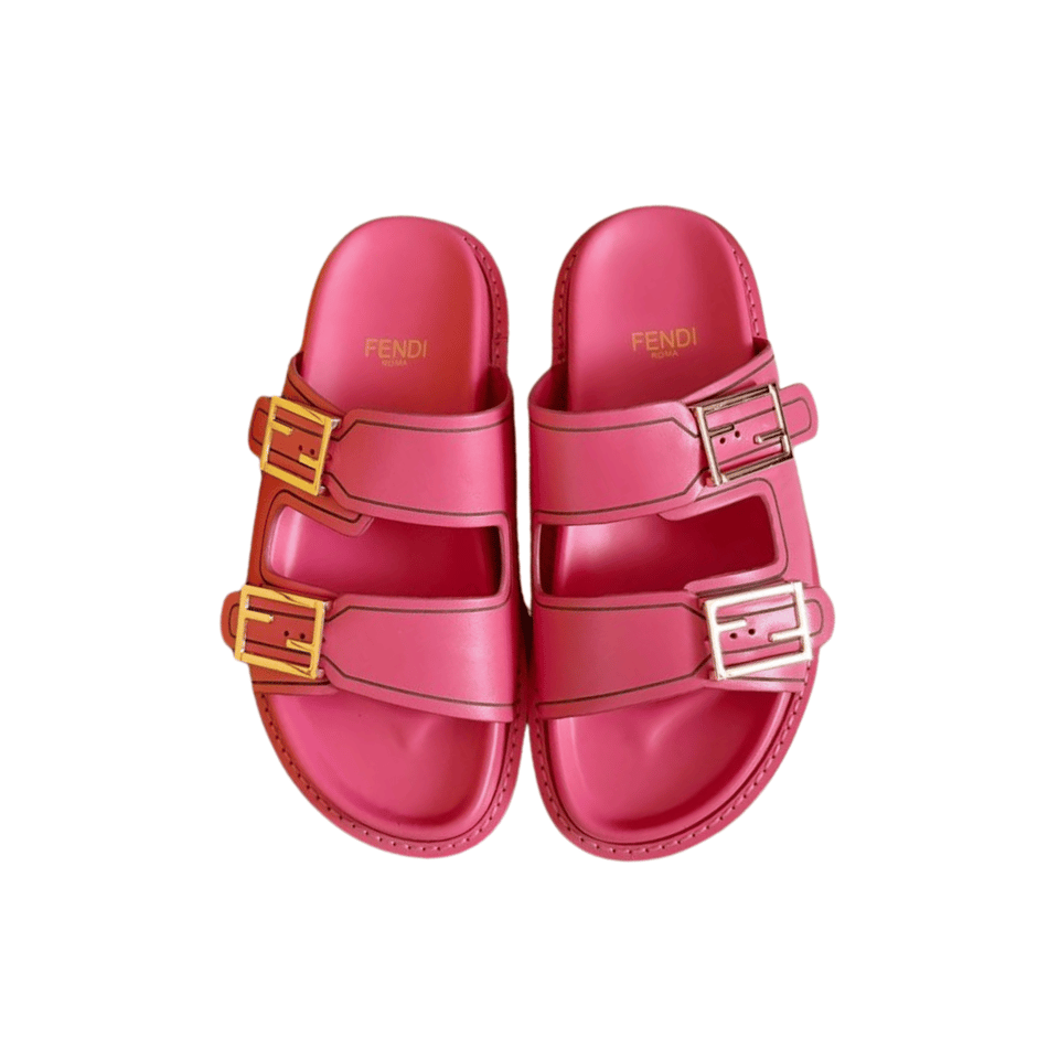 Fendi Feel Leather Slides Pink 8X8326Na7F1K9Y view 2