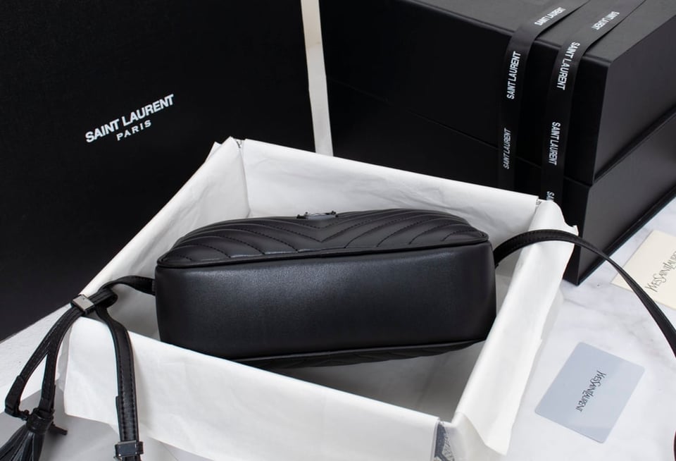 Saint Laurent Lou Camera Bag In Quilted Black Noir Leather 23Cm view 6