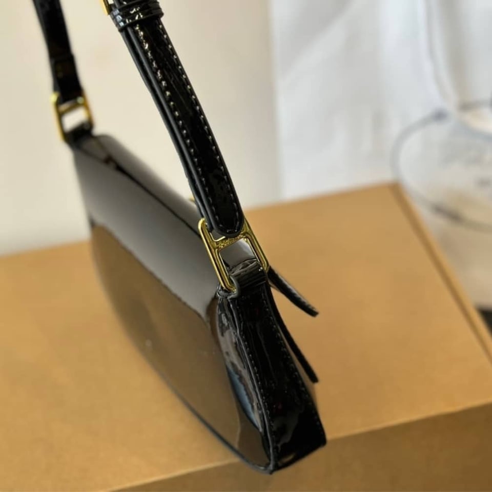 Prada Cleo Bag In Brushed Leather With Triangle Logo Black 24Cm view 6