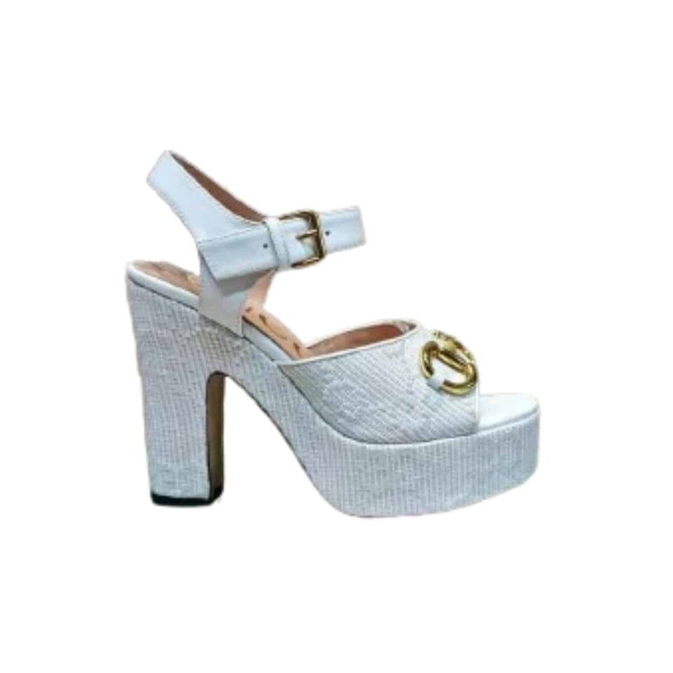 Gucci Horsebit Platform Sandal Gg Embellished ?White view 2