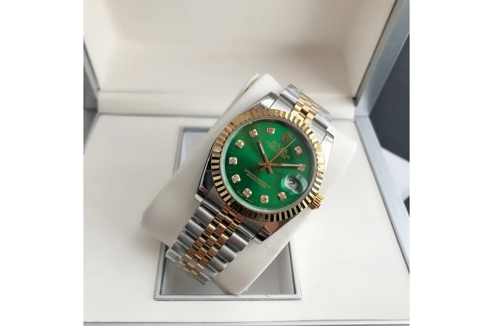 Rolex Datejust 36/28mm RG/SS Jub Green/Dial view 4