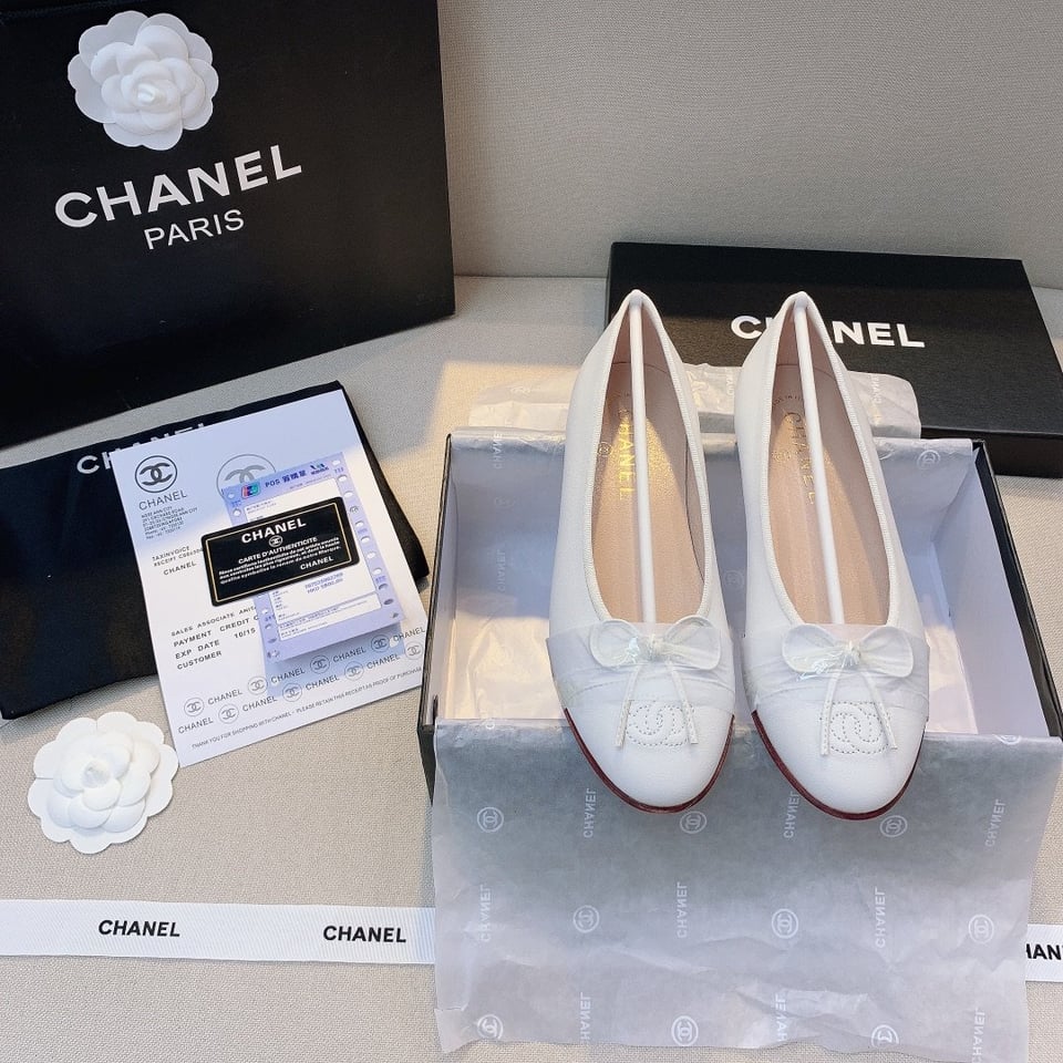 Chanel Classic Women’S Ballet White Sandals view 5