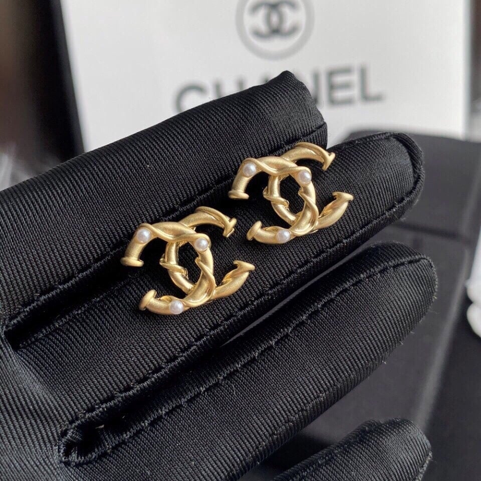 Chanel Cc Gold Earrings view 6