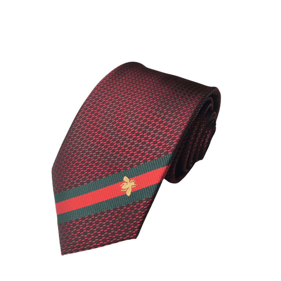Gucci Bee Pattern Red Canvas Tie For Men view 2