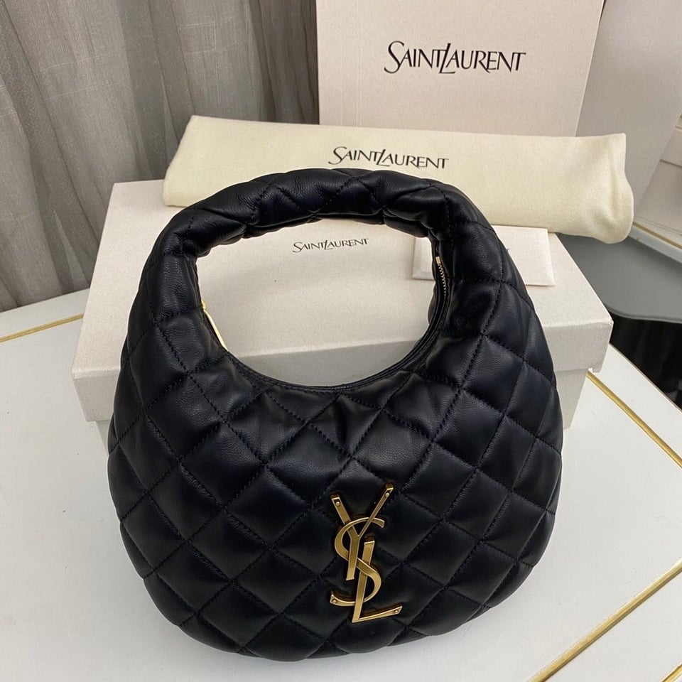 Saint Laurent Icarino Icare Mini Black Lambskin Hobo Bag 22cm/8.7 in view 5
