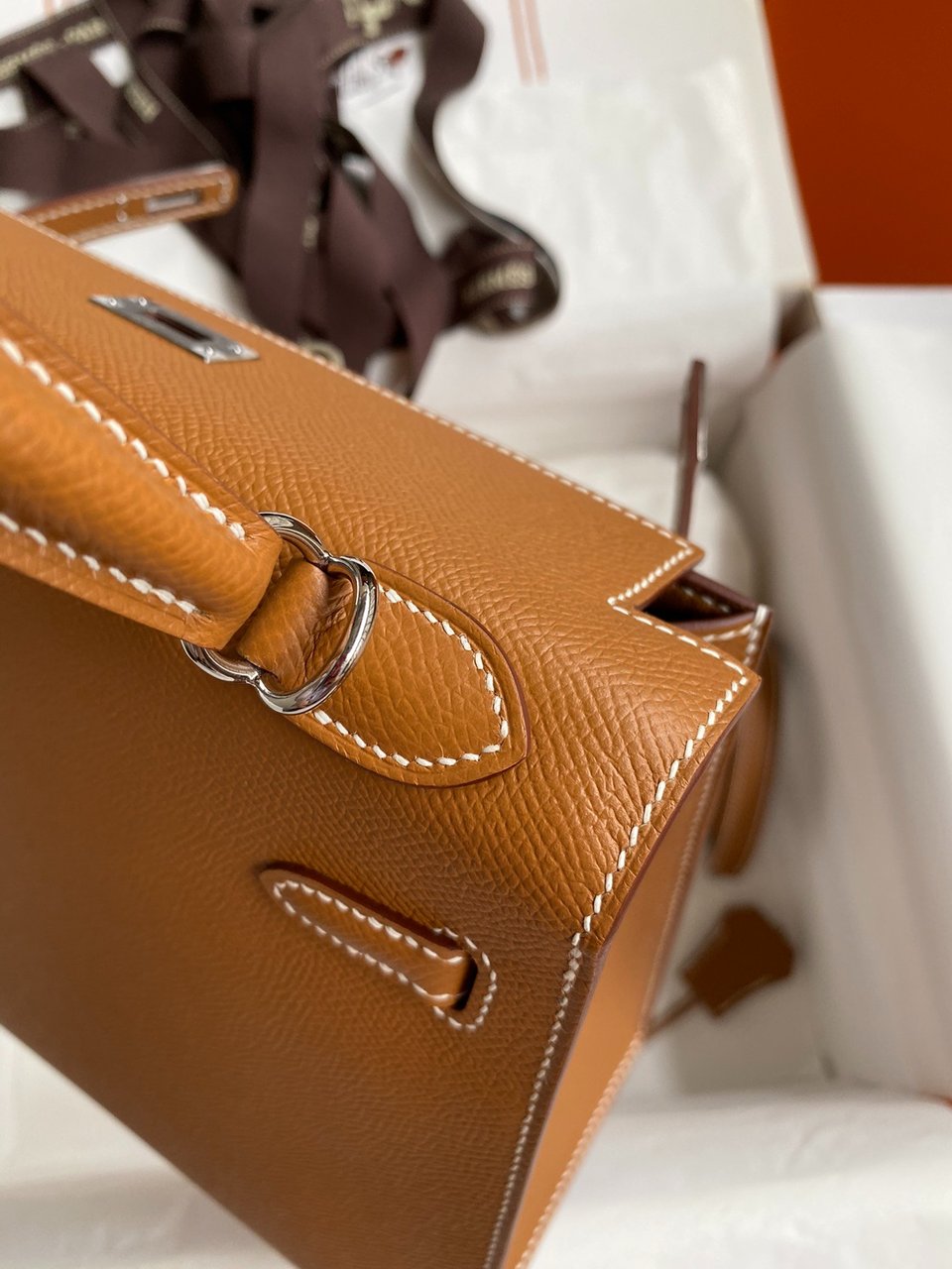 Hermes Kelly 25 Bag In Gold Brown Epsom Leather For Women 25cm/10in view 7