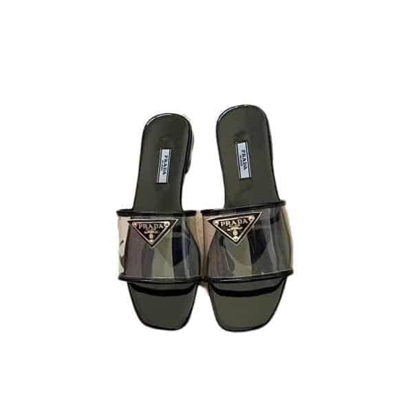 Prada Logo Plaque Slip On Black view 2