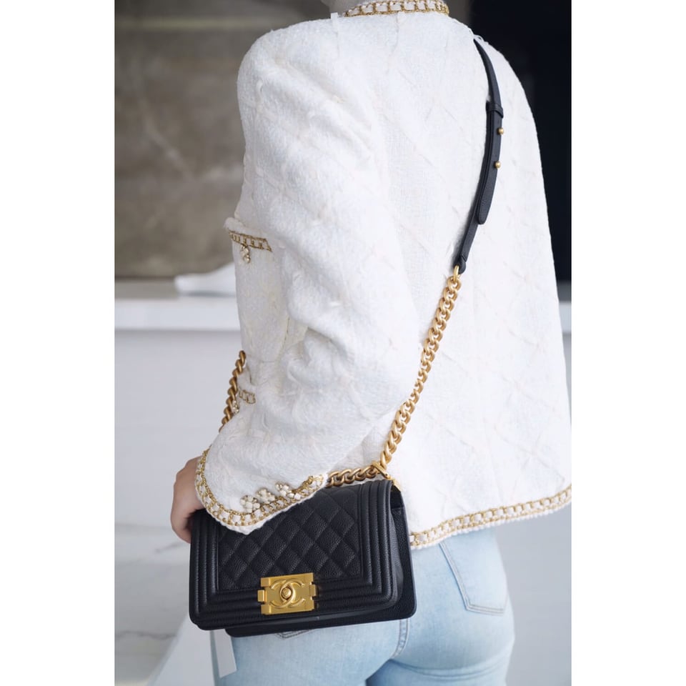 Chanel Le Boy Bag 25cm Black Caviar Leather view 5