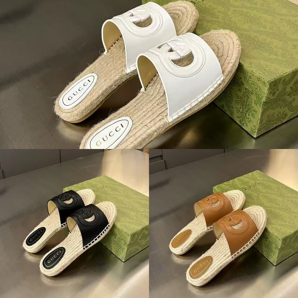 Gucci Interlocking G Cut Out Slide Espadrille Brown 725260 Us000 2535 view 6