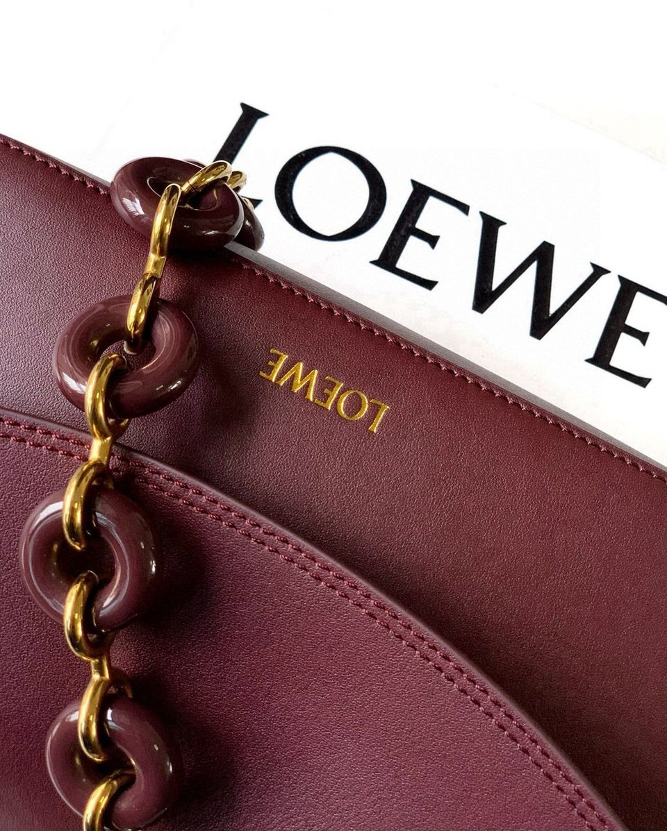 LOEWE Burgundy Medium Leather Ola Shoulder Bag view 9