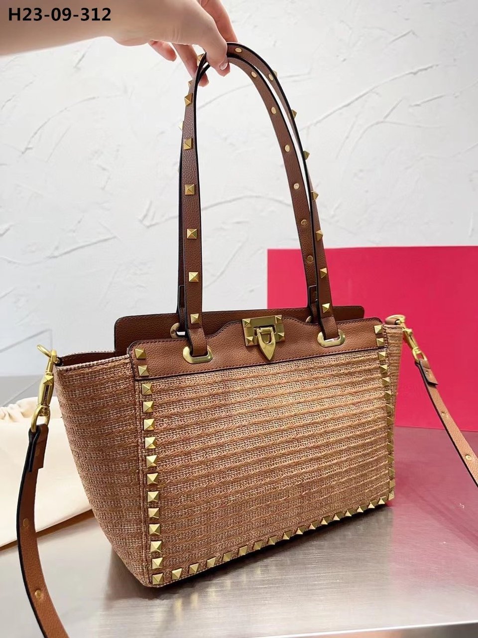 Valentino Rockstud Tote Bag Brown 28Cm view 5