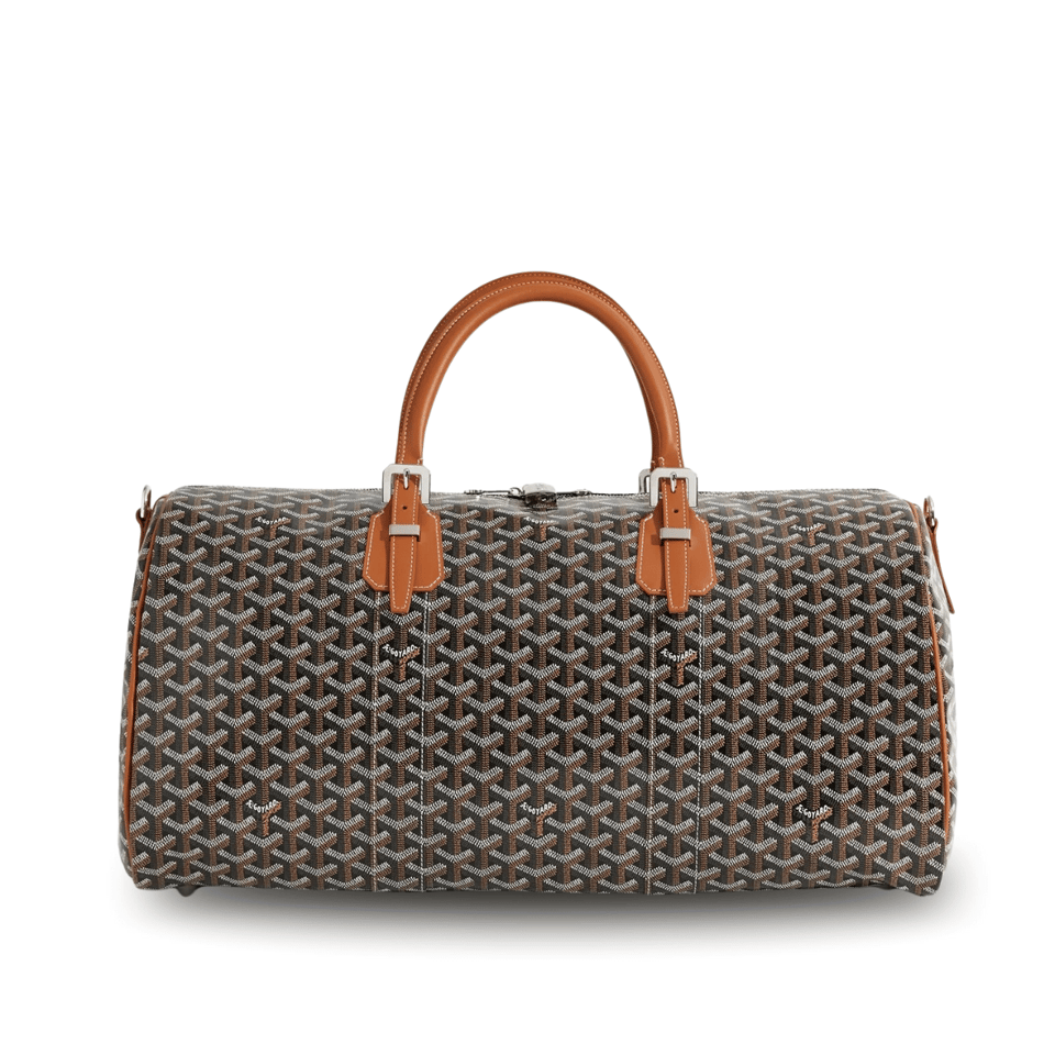 Goyard Boston 50 Bag Cm Black Goyardine Canvas And Tan Calfskin Trim view 2