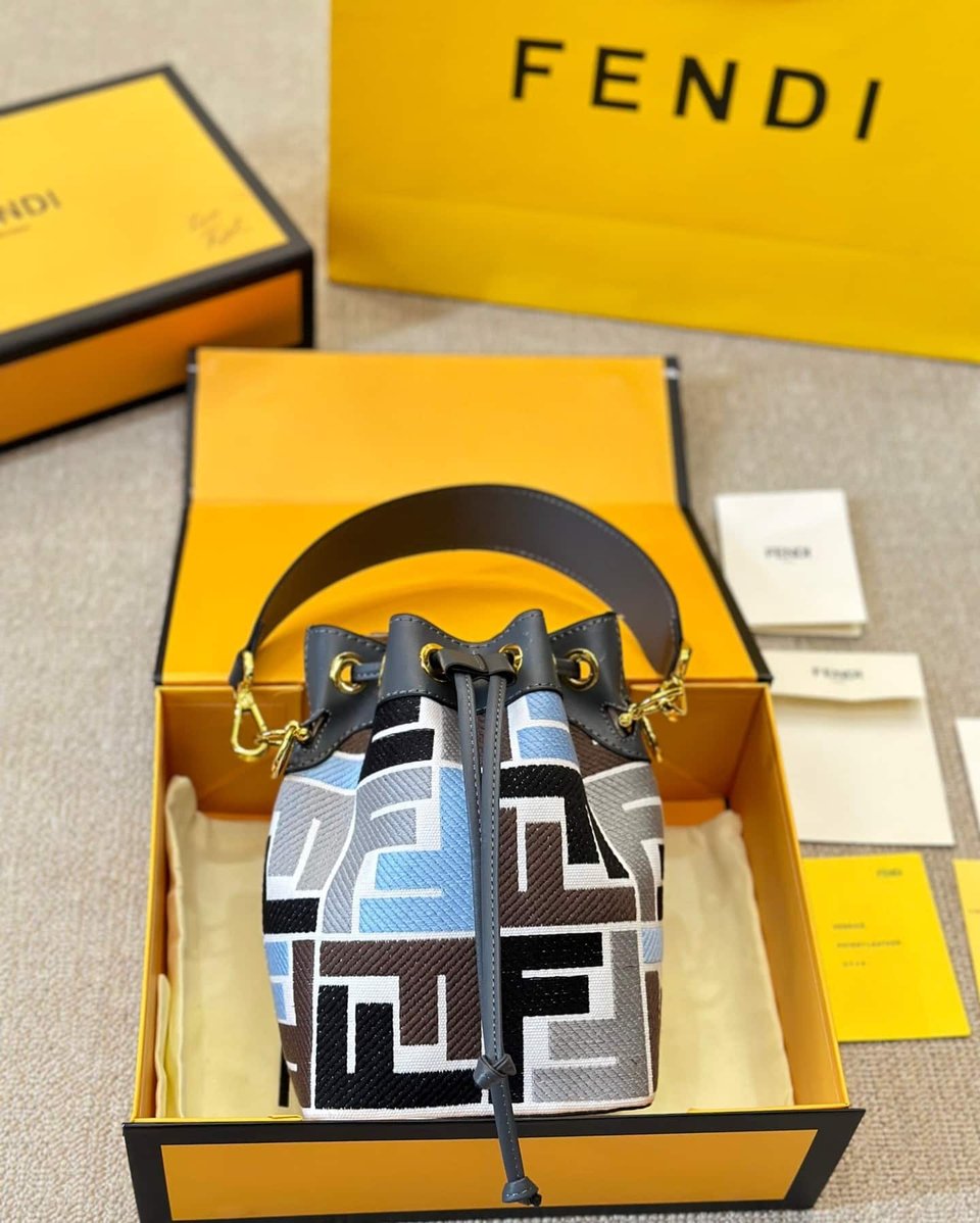 Fendi Mon Tresor Multicolor Canvas Mini Bag With Ff Embroidery 22Cm 8Bs010Arc3F1Opk view 6