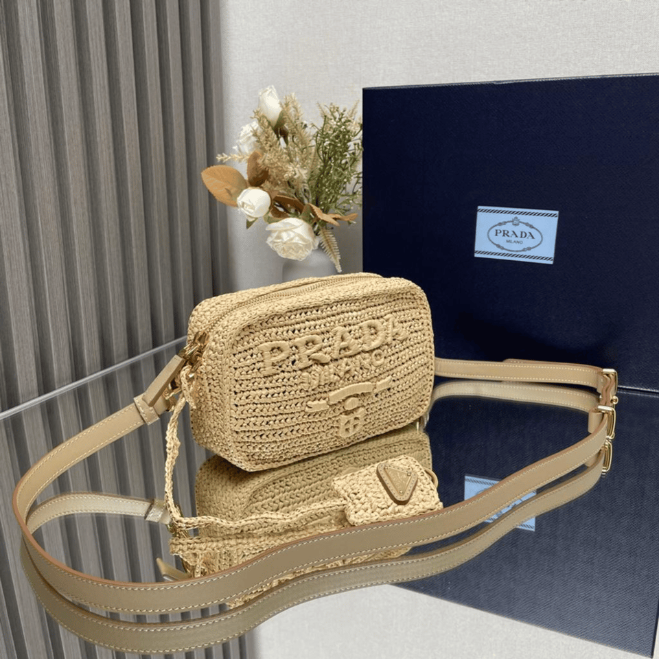 Prada Crochet Prada Brique Bag Natural 20Cm view 6