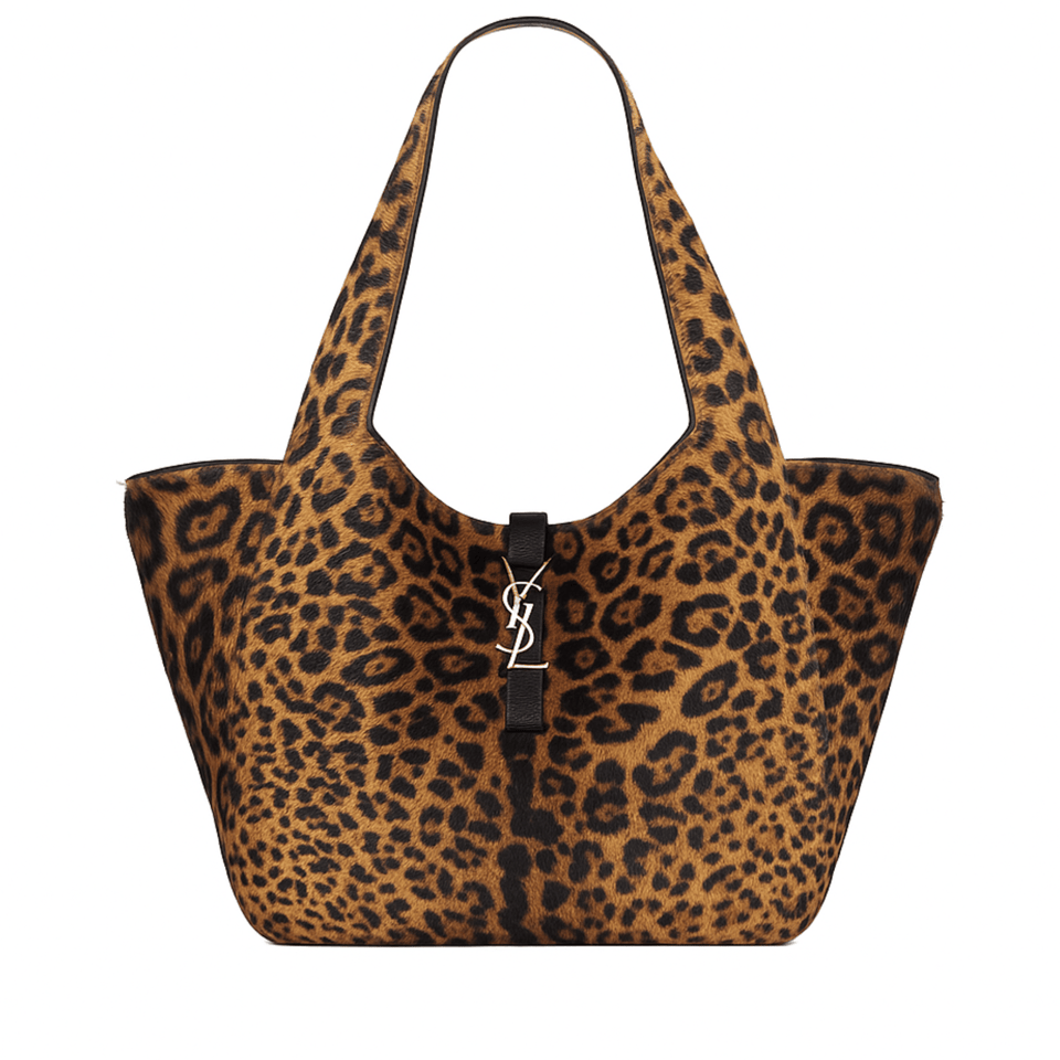 Saint Laurent Leopard Print Tote Bag Brown view 2