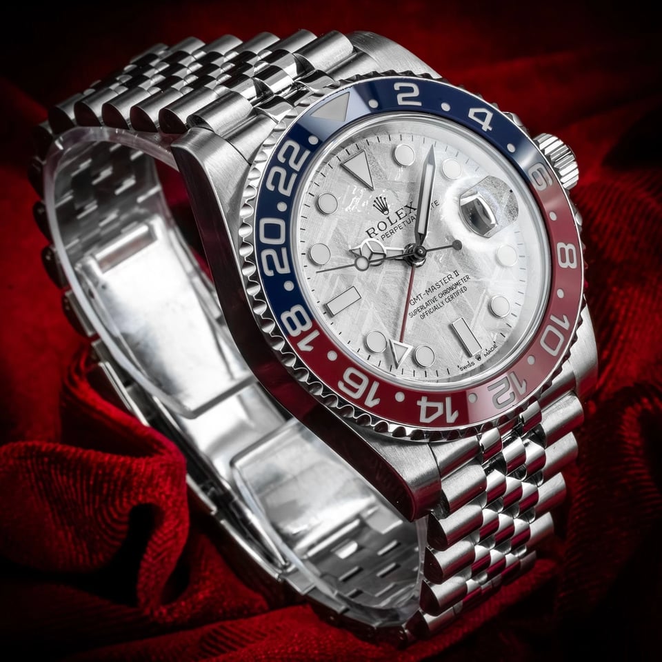 [SUPER CLONE] Rolex GMT-Master II Meteorite Pepsi Jubilee Stainless Steel 116710LN view 6