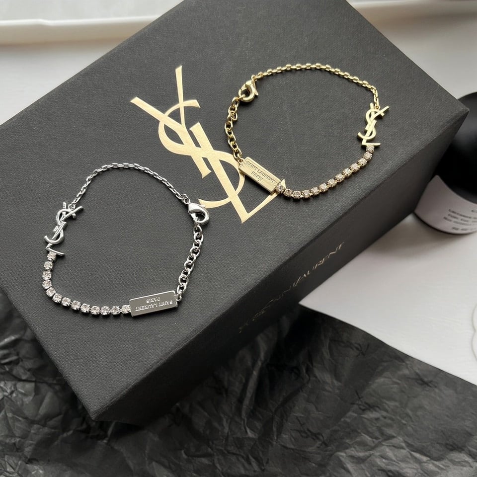 Saint Laurent Cassandre Charm Bracelet Palladium 712345Y15268162 view 3