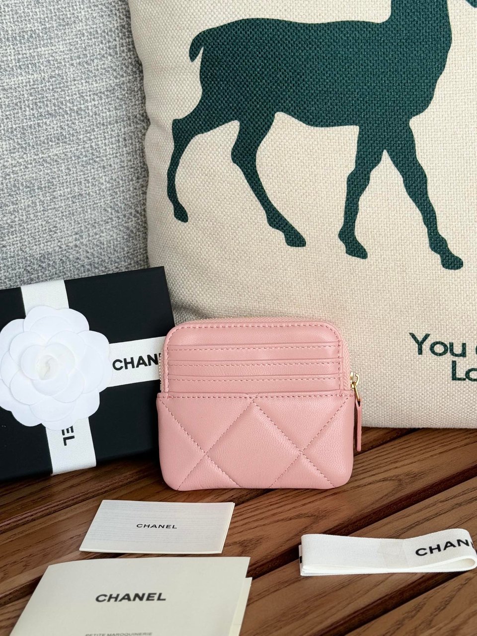 Chanel 19 Zipped Coin Purse 11Cm Pink Lambskin Gold Hardware view 10