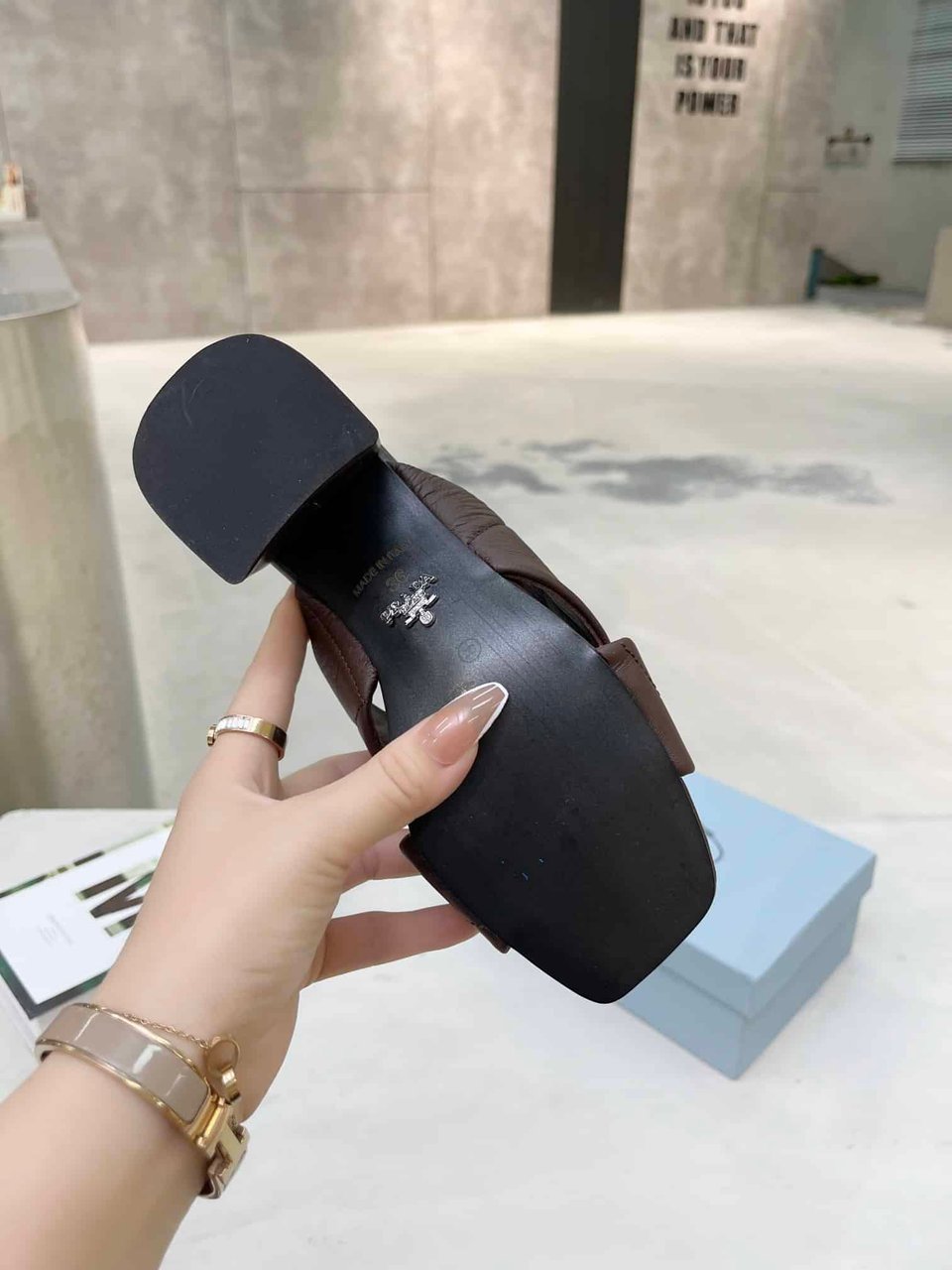 Prada Crossover Nappa Leather Sandals In Dark Brown view 5