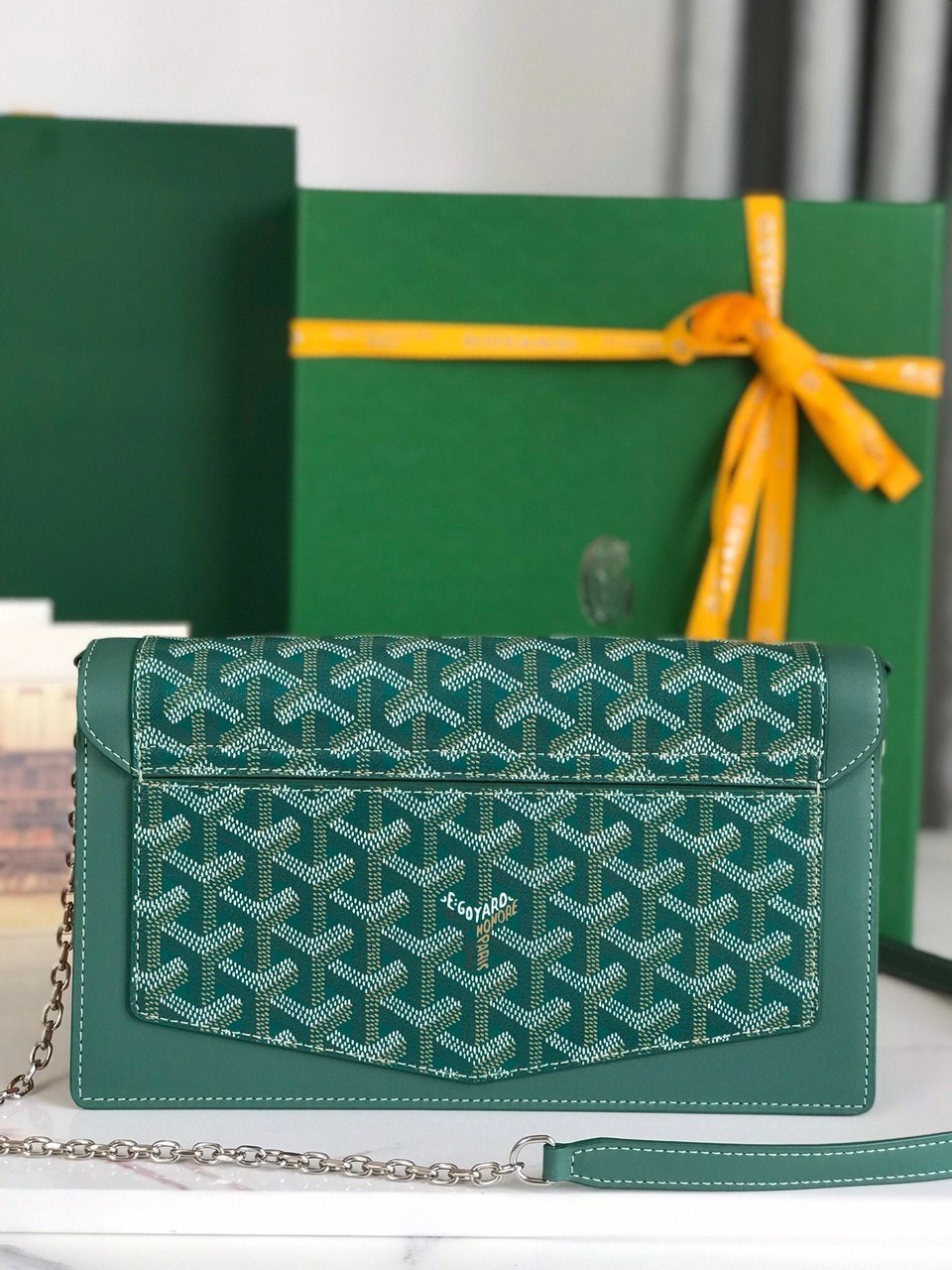 Goyard Duchesse Marie-Caroline Bag 25 Cm Green Goyardine Canvas And Smooth Calfskin view 3